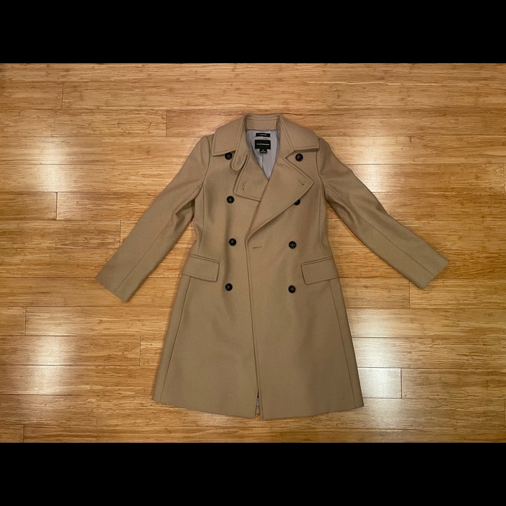 Club Monaco wool trench coat in camel